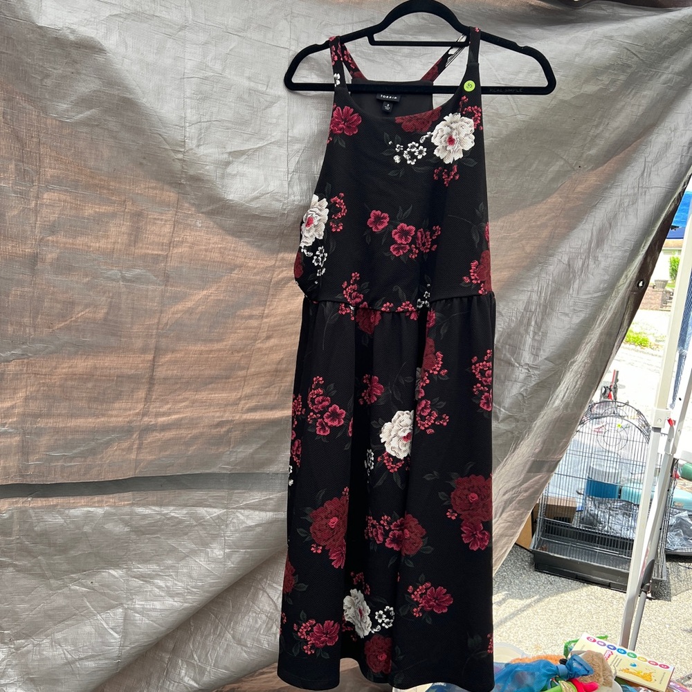 Torrid Black Dress with Red Floral Accents